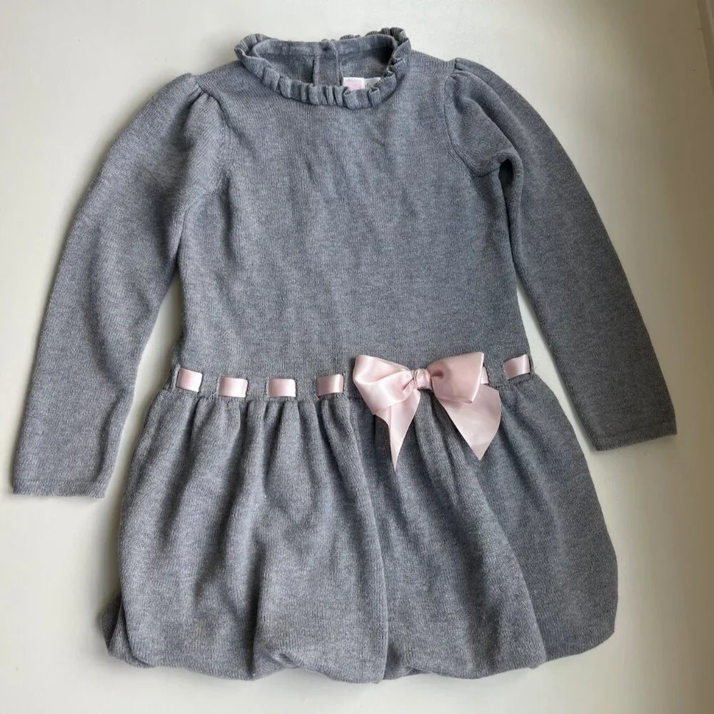 Janie and Jack Bubble Sweater Dress with Ribbon Size 5